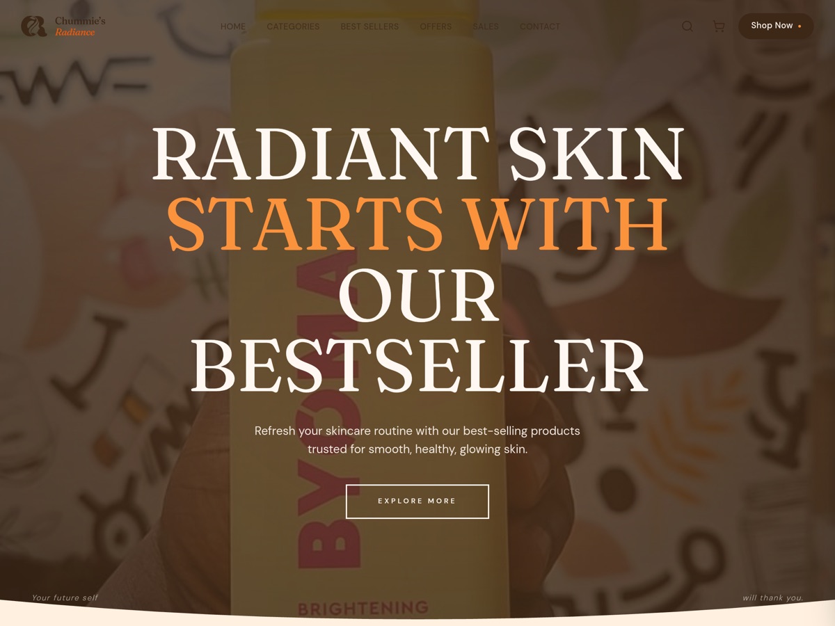 Live preview of the Chummies Radiance website