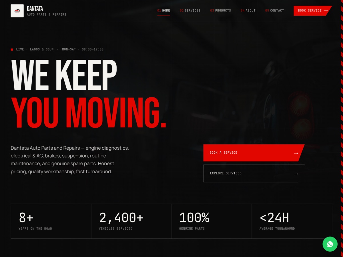 Live preview of the Dantata Auto website