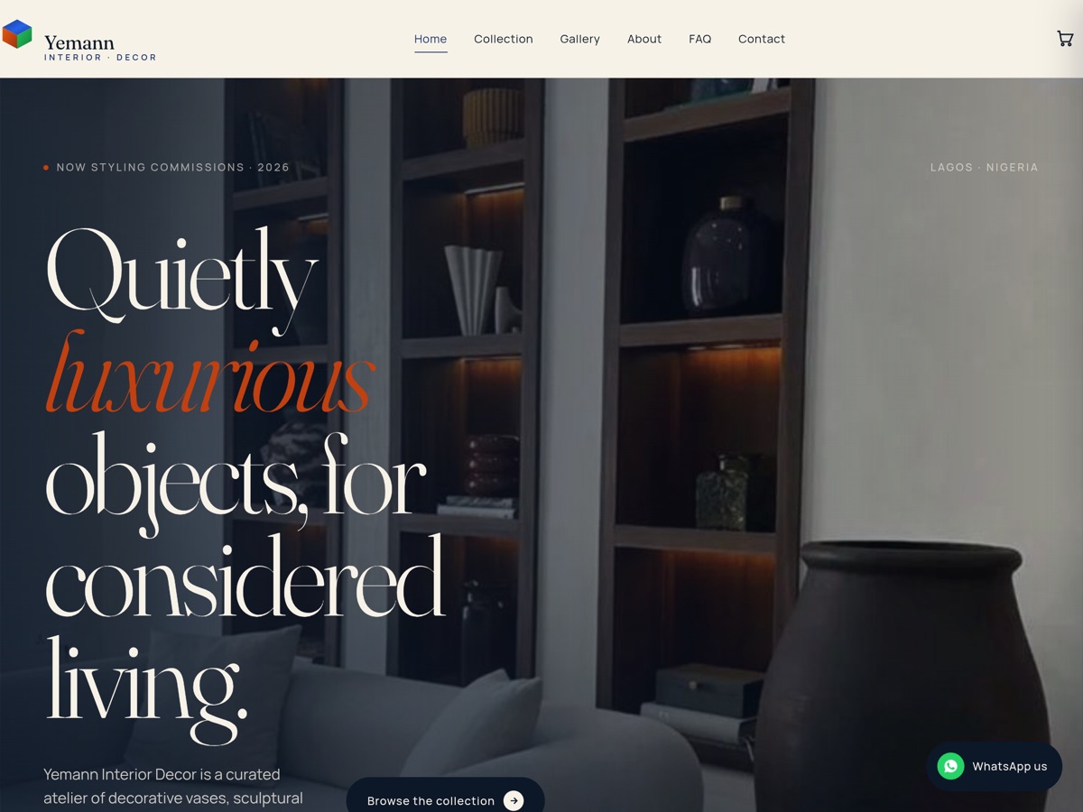 Live preview of the Yemann Interior website